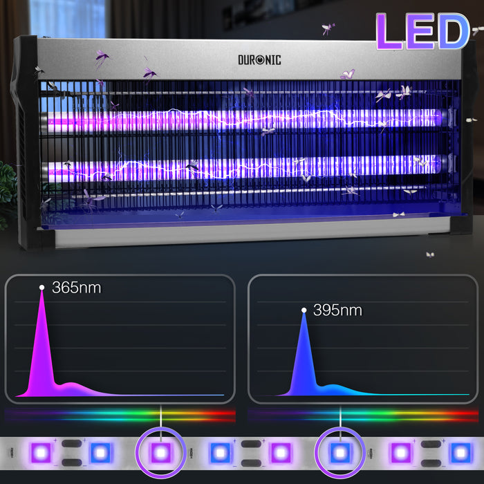 Duronic FK2X10 Elektryczna lampa owadobójcza światło led z dwoma zakresami fal: 365nm, 395nm