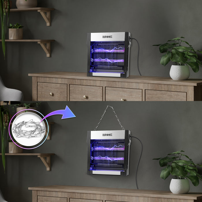 Duronic FK2X4 Elektryczna lampa owadobójcza dwa sposoby montażu: powieszony na ścianie, postawiony na półce