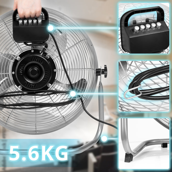 Duronic FN20 Wentylator podłogowy metalowy, uchwyt do łatwego przenoszenia, uchwyt na kabel