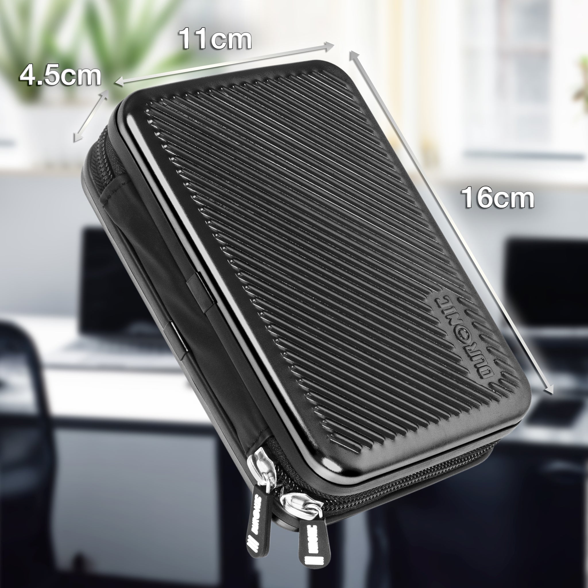 Duronic HDC3 BK Etui na dysk twardy i kable czarny aluminiowy na zamek wymiary: 16 x 11 x 4,5 cm