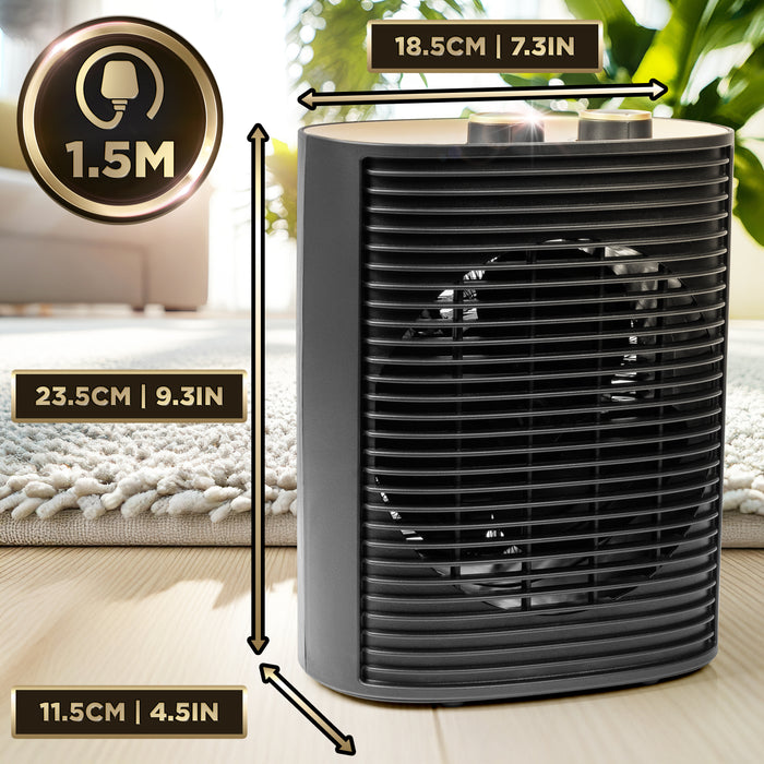 Duronic HV32 BK Termowentylator czarny farelka do podgrzewania wymiary długość kabla 1,5 m
