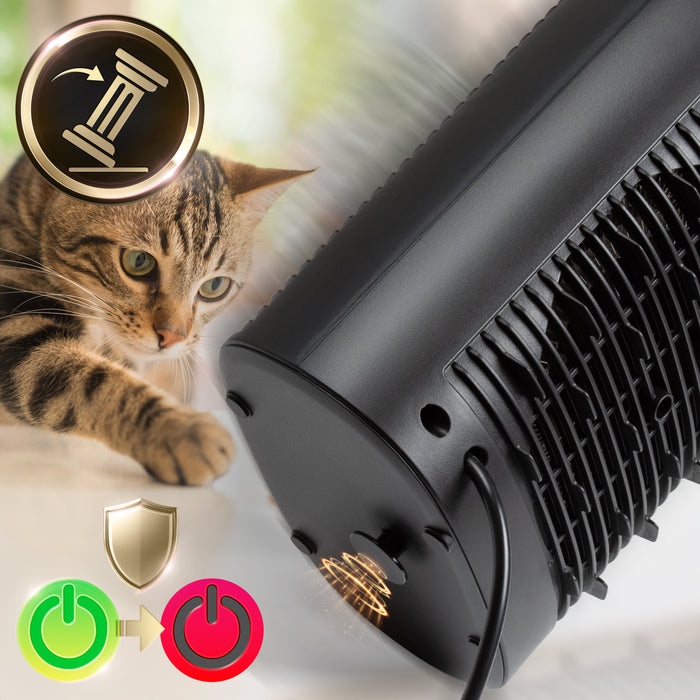 Duronic HV32 BK Termowentylator czarny farelka zabezpieczenie przeciw przypadkowemu przewróceniu automatyczne wyłączenie