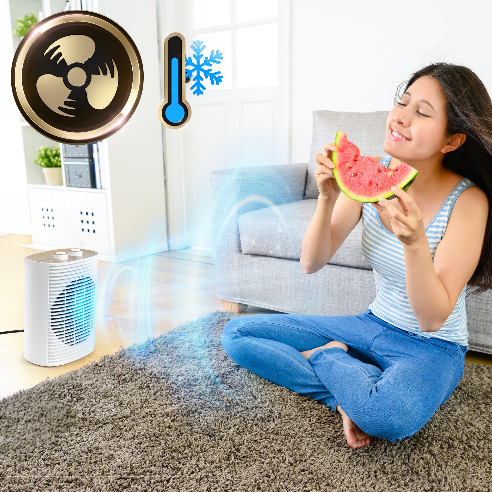 Duronic HV32 WE Termowentylator biały farelka tryb wentylatora