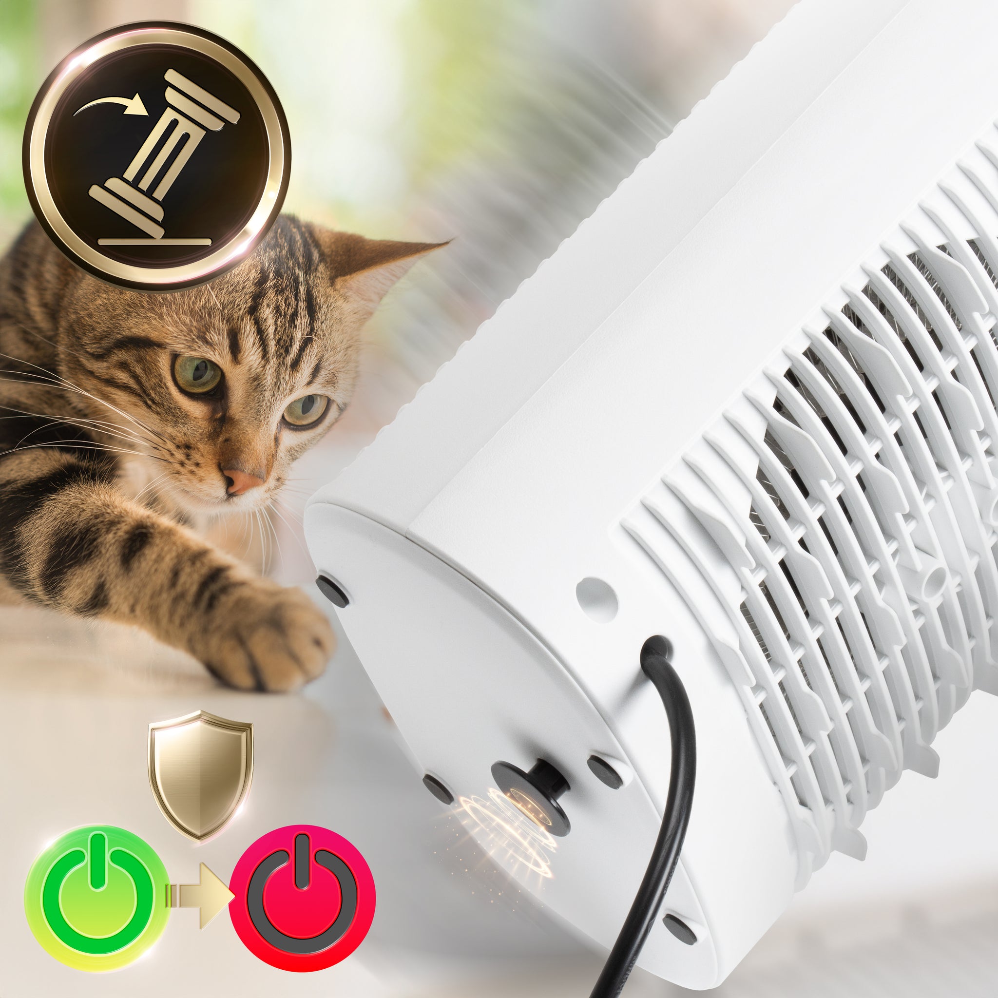 Duronic HV32 WE Termowentylator biały farelka zabezpieczenie przeciw przypadkowemu przewróceniu automatyczne wyłączenie