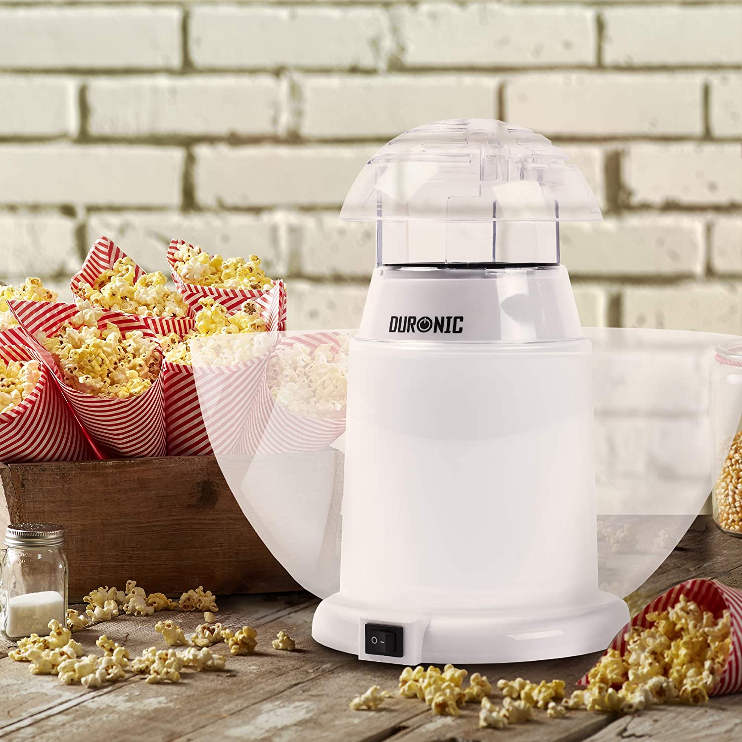 Duronic POP50 WE biała maszynka do popcornu z misą mini popcorn na przyjęcie dla dzieci