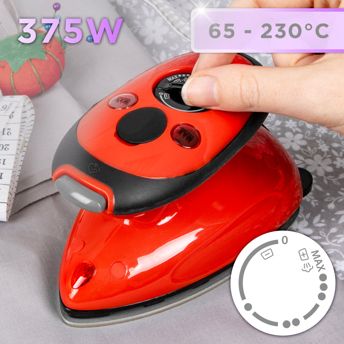 Duronic SI2 RD Żelazko turystyczne mini żelazko moc 375W, regulacja temperatury 65 - 230 stopni, wyrzut pary
