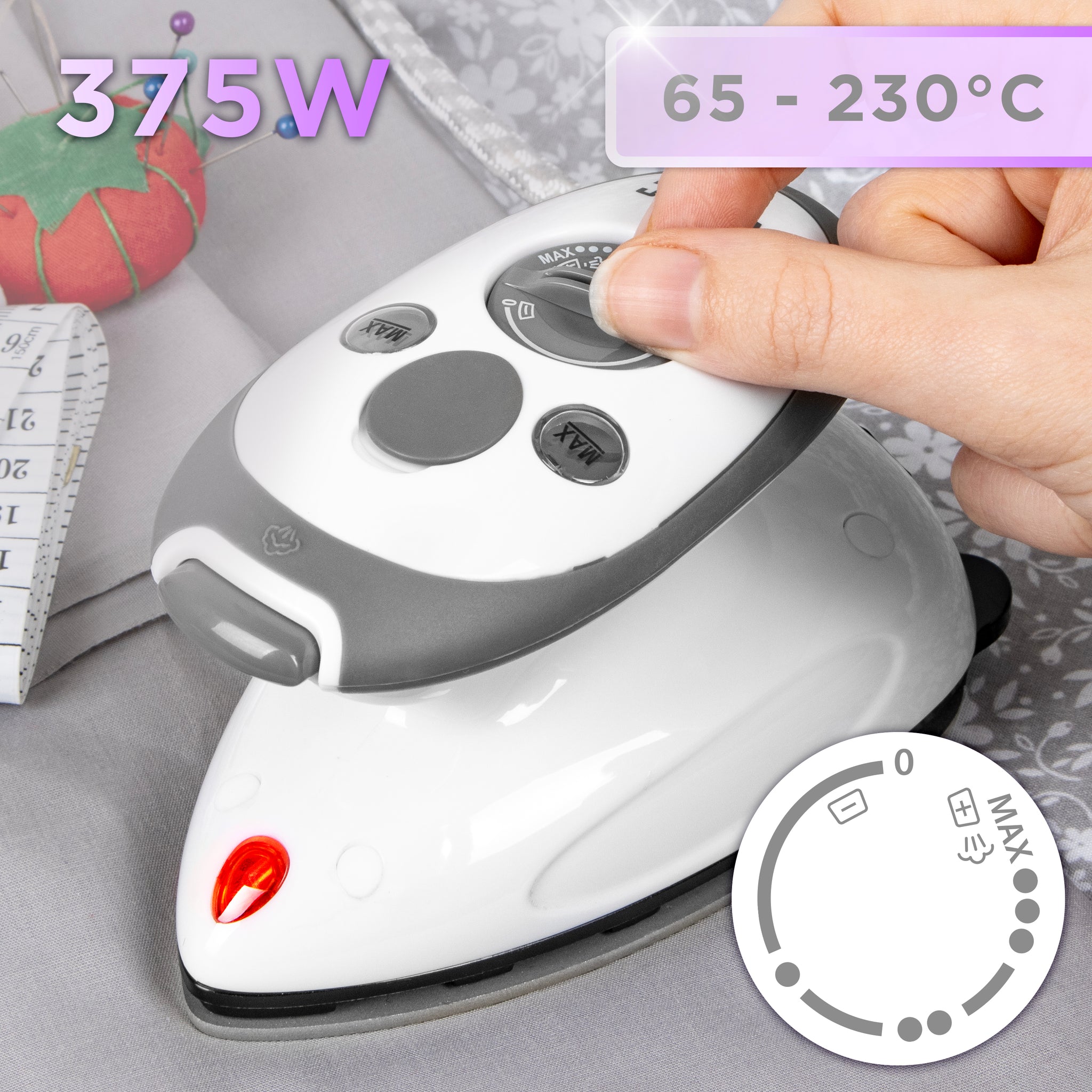 Duronic SI2 WE Żelazko turystyczne mini żelazko moc 375W, regulacja temperatury 65 - 230 stopni, wyrzut pary