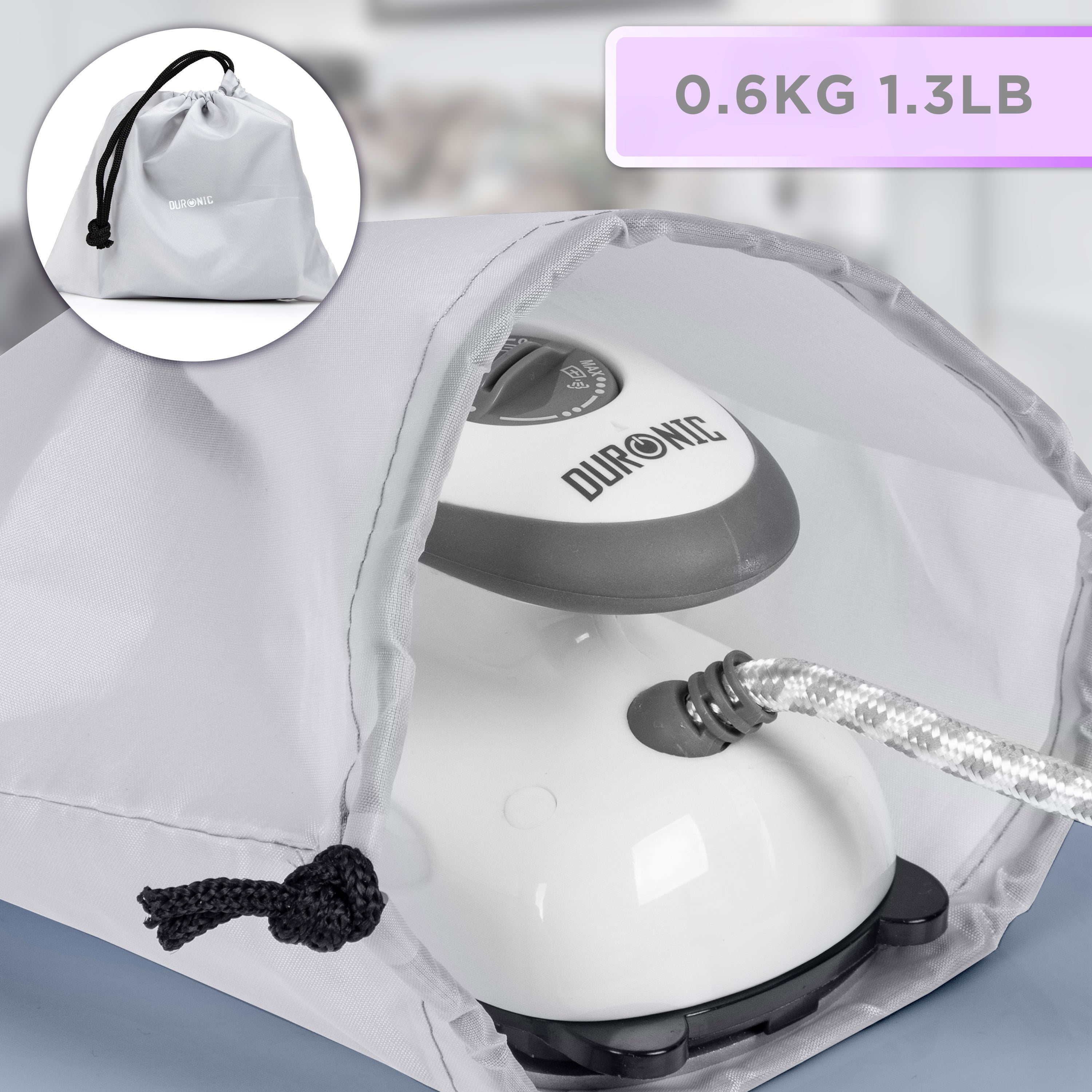 Duronic SI2 WE Żelazko turystyczne mini żelazko waga do ,6 kg, pokrowiec do schowania żelazka