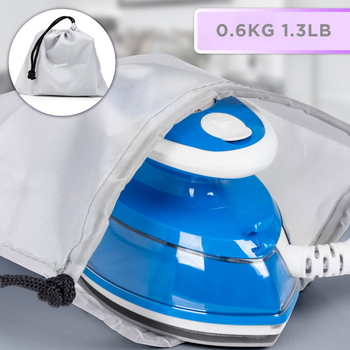 Duronic SI3 BE Żelazko turystyczne mini żelazko waga do 0,6 kg, pokrowiec do schowania żelazka