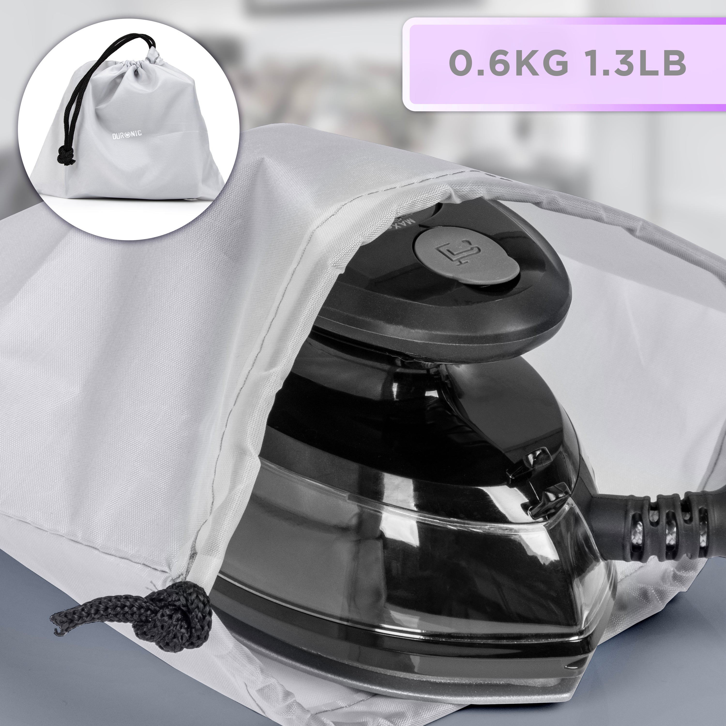 Duronic SI3 BK Żelazko turystyczne mini żelazko waga do 0,6 kg, pokrowiec do schowania żelazka