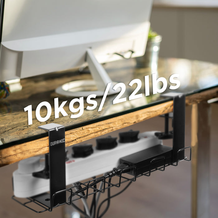 Duronic CMH2 Kanał kablowy podblatowy poziomy do 10 kg bez wiercenia | uchwyt  maskownica na kable pod biurko Organizer do kabli pod blat typu koszyk