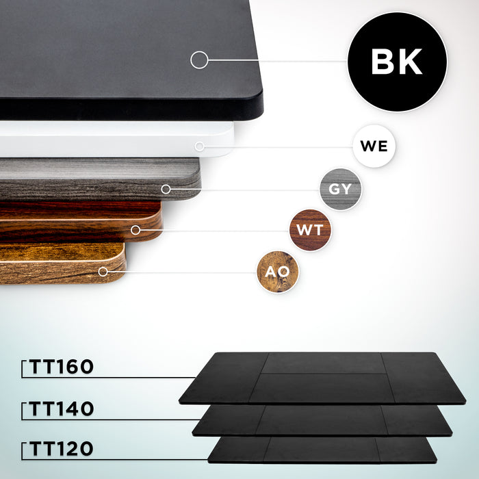 Duronic TT160 BK Blat do biurka z elektryczną regulacją wysokości z MDF 160 x 60 cm Kolor: czarny| biurko stój-siedź miksuj i łącz blat i rama | wygodne ergonomiczne biurko prostokątne
