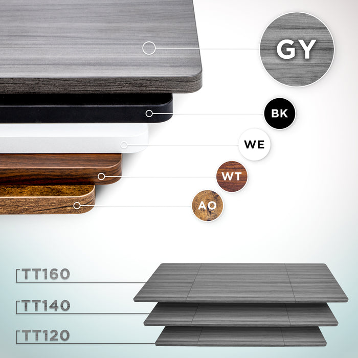 Duronic TT160 GY Blat do biurka z elektryczną regulacją wysokości z MDF 160 x 60 cm Kolor: szary | biurko stój-siedź miksuj i łącz blat i rama | wygodne ergonomiczne biurko prostokątne