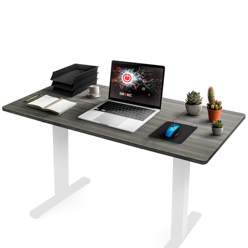 Duronic TT160 GY Blat do biurka z elektryczną regulacją wysokości z MDF 160 x 60 cm Kolor: szary | biurko stój-siedź miksuj i łącz blat i rama | wygodne ergonomiczne biurko prostokątne