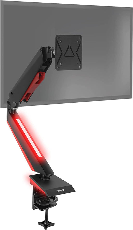 Duronic DMGM5X1 uchwyt biurkowy do monitora z czerwonym podświetleniem VESA 75 lub 100 pneumatyczne ramię.
