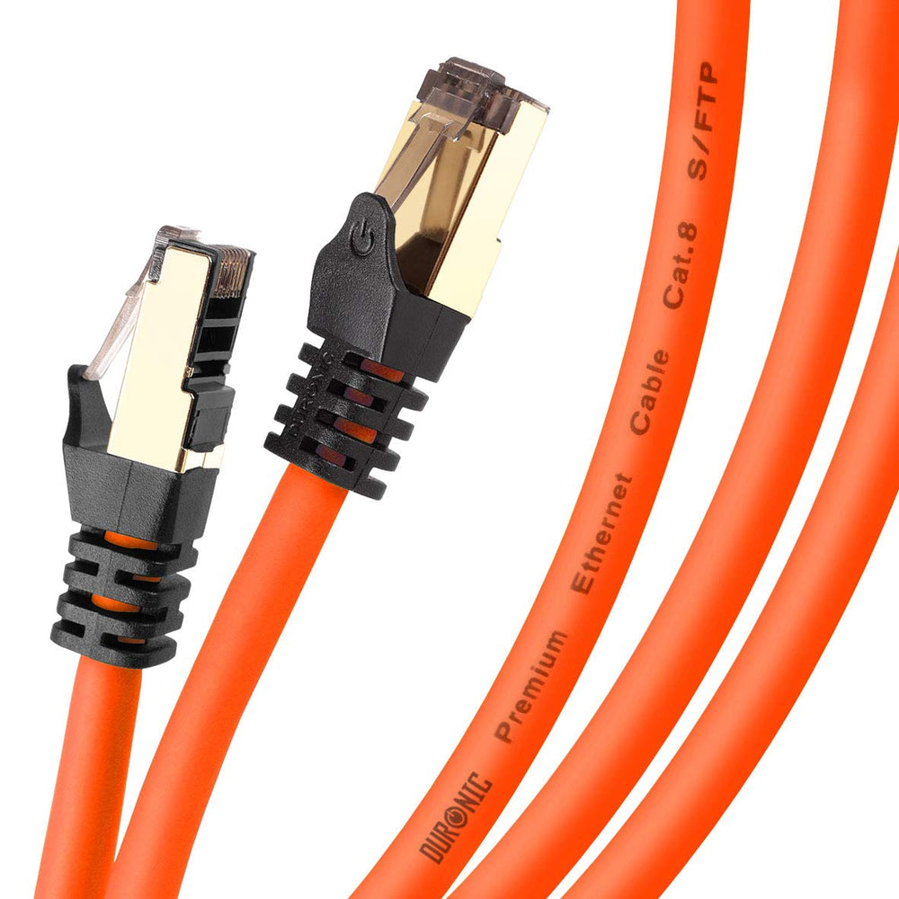 Duronic CAT8 OE 1,5m Kabel sieciowy LAN pomarańczowy Ethernet transmisja 40GB skrętka pachcord S/FTP