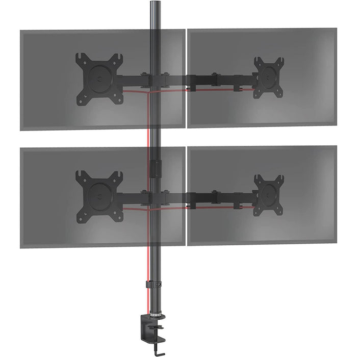 Duronic DMT154 Uchwyt na cztery monitory 4 x 8kg | monitory 13-27 cali | VESA 75 lub 100 | długi słupek 100 cm | regulacja kąta +90°/-35°