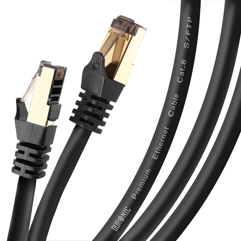 Duronic CAT8 BK 0,5m Kabel sieciowy S/FTP czarny transmisja 40GB skrętka LAN pachcord