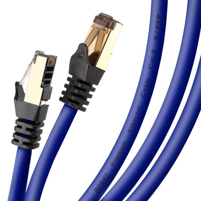 Duronic CAT8 BE 0,5m Kabel sieciowy S/FTP niebieski transmisja 40GB skrętka LAN pachcord
