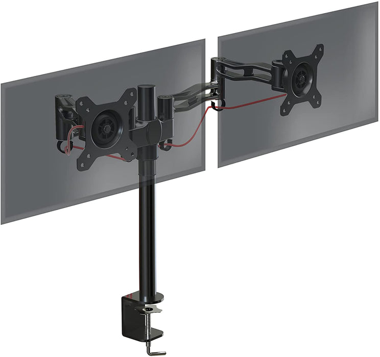 Duronic DM352 BK Uchwyt do dwóch monitorów czarny VESA 75 lub 100, 2x 8 kg, do 27 cali, regulacja monitorów