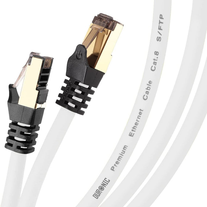 Duronic CAT8 WE 10 m Kabel sieciowy S/FTP biały transmisja 40GB skrętka LAN pachcord
