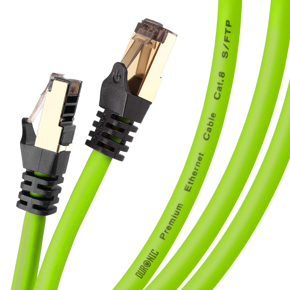 Duronic CAT8 GN 3m Kabel sieciowy LAN S/FTP zielony transmisja 40GB skrętka ethernet pachcord