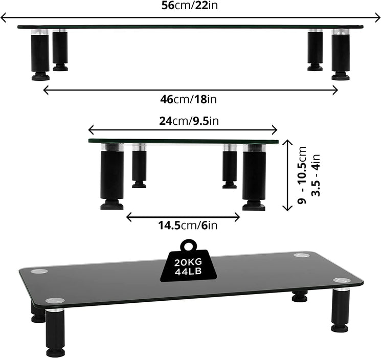 Duronic DM052-2 Podstawka pod monitor telewizor TV szklana podstawa czarna do 20 kg 56 x 24 cm