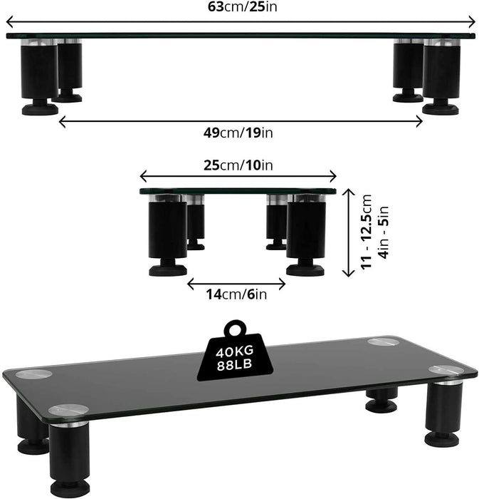 Duronic DM052-3 Podstawka pod monitor telewizor TV szklana podstawa przezroczysta do 20 kg 70x 24 cm