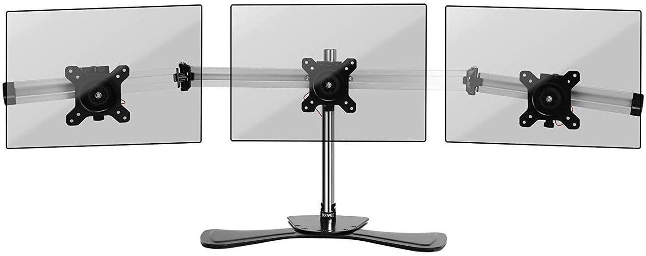 Duronic DM753 Stojak trzy monitory uchwyt 3 ekrany | ramię do ekranów | VESA 75 lub VESA 100 |wieszak |maks 8 kg |na 3 monitory | stojak | uchwyt | regulacja monitora | 15”-24”