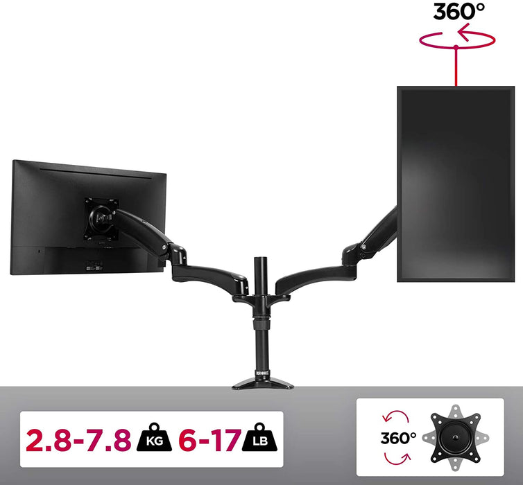 Duronic DM552 Uchwyt do dwóch monitorów 2 ekrany  |ekranów | VESA 75 lub VESA 100 | wieszak aluminium | maks 7,8 kg | 2 monitory | stojak | regulacja monitora | czarny | harmonijkowy