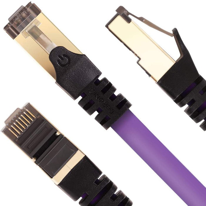 Duronic CAT8 PE 1m Kabel sieciowy S/FTP fioletowy LAN transmisja 40GB skrętka pachcord Ethernet
