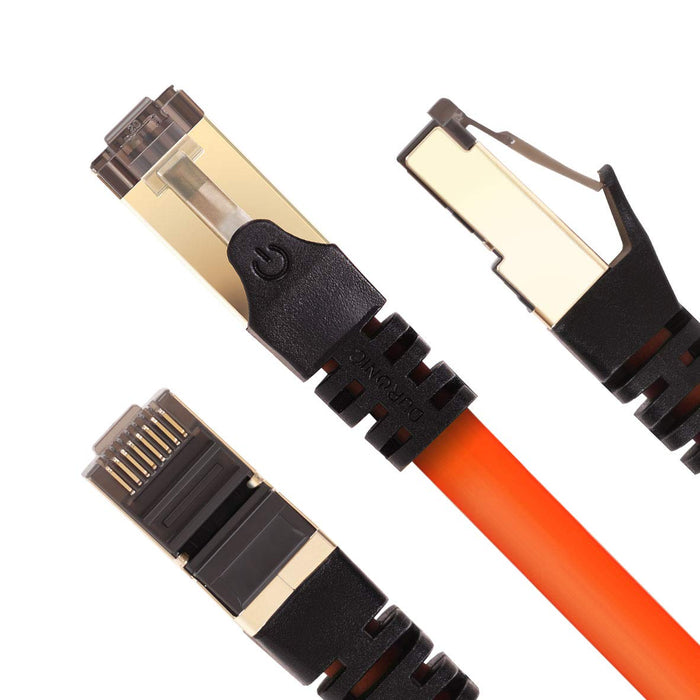 Duronic CAT8 OE 3m Kabel sieciowy S/FTP pomarańczowy transmisja 40GB skrętka LAN pachcord