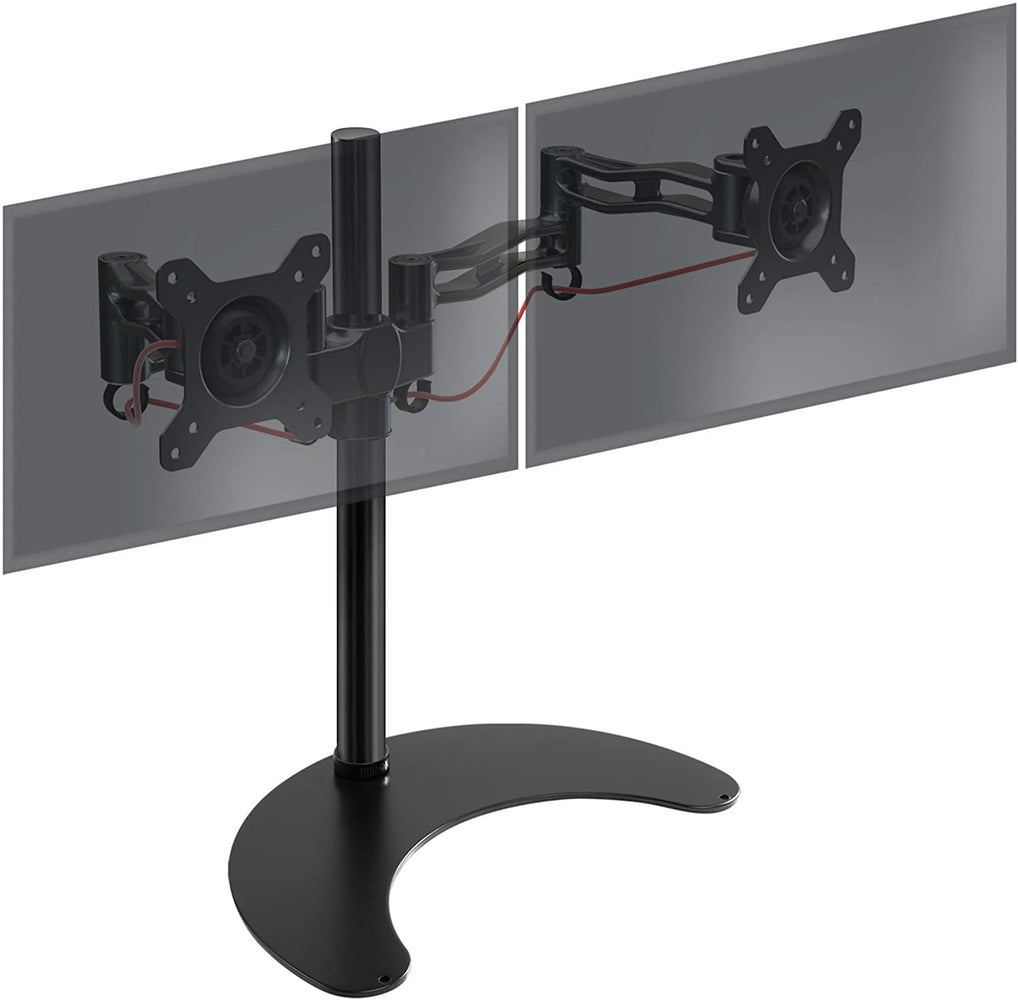 Duronic DM35D2 Uchwyt biurkowy do dowóch monitorów | VESA 75 VESA 100 | harmonijkowy | wieszak ramię | maks. 8 kg | na 2 monitory | stojak | regulacja monitora | czarny