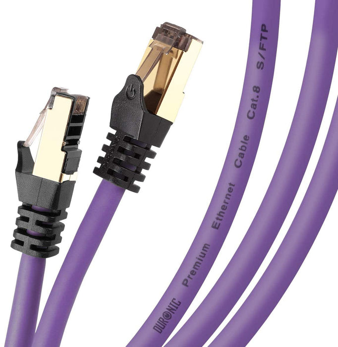 Duronic CAT8 PE 10m Kabel Ethernet S/FTP fioletowy LAN transmisja 40GB skrętka pachcord kabel sieciowy