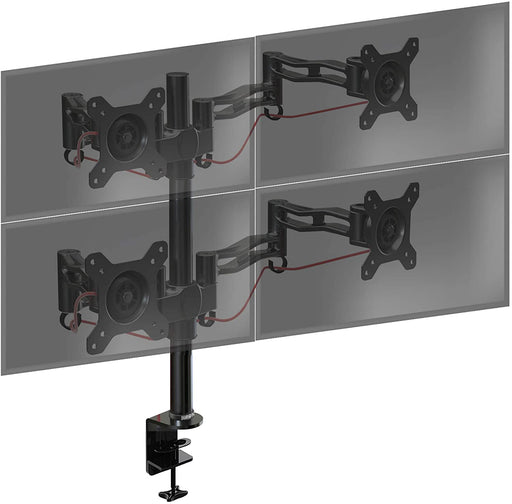 Duronic DM354 Uchwyt czterech monitorów 4 ekrany VESA 75 lub 100 uchwyt biurkowy 4 x 8 kg regulacja monitora możliwość rozbudowy