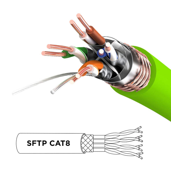 Duronic CAT8 GN 1,5m Kabel sieciowy Ethernet zielony transmisja 40GB skrętka S/FTP pachcord