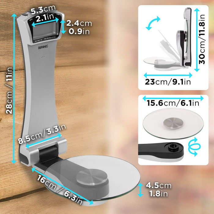 Duronic KS4000 Elektroniczna waga kuchenna ścienna | 3 kg |srebrno - czarna waga | cyfrowy wyświetlacz | waga z misą