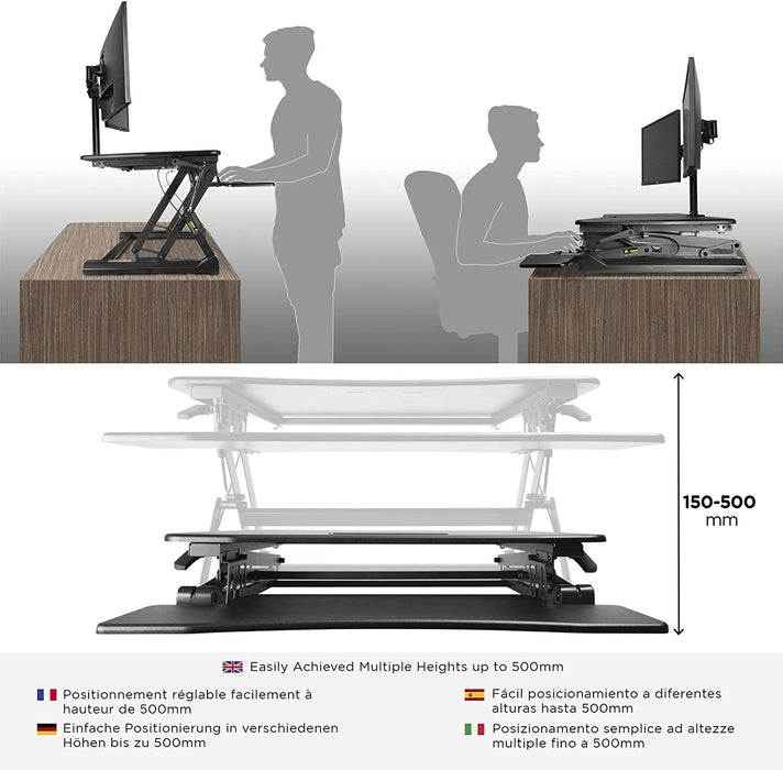 Duronic DM05D3 Nakładka regulująca wysokość biurka do pracy na stojąco i siedząco podnośnik stacja robocza