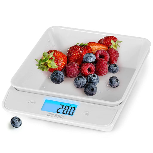 Duronic KS100 WH Elektroniczna waga kuchenna do 5kg biała cyfrowy wyświetlacz waga z ukrytą misą…