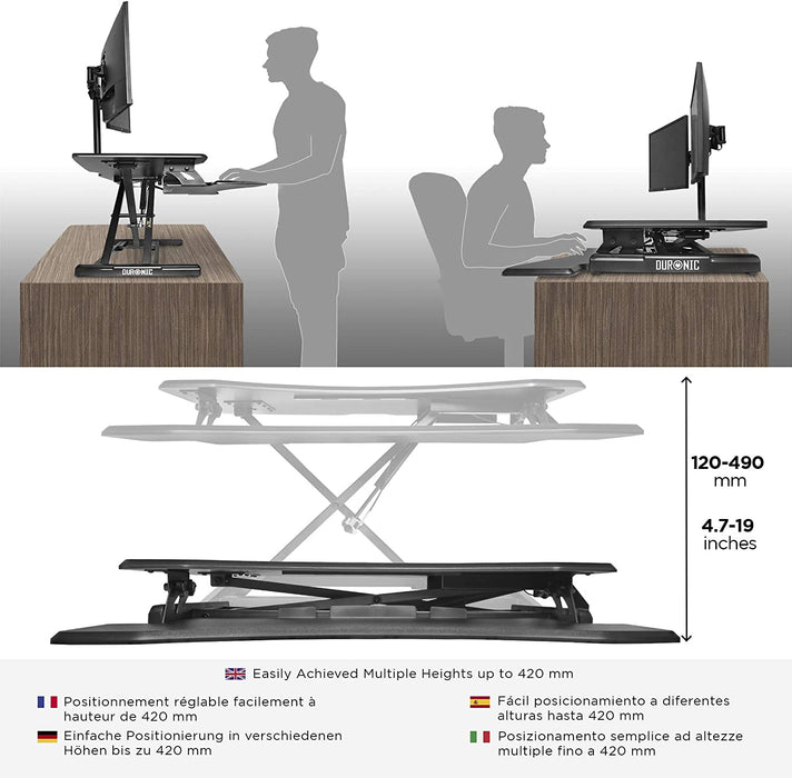Duronic DM05D17 Podnośnik praca siedząca i stojąca  | regulacja wysokości | biurko do pracy stojącej