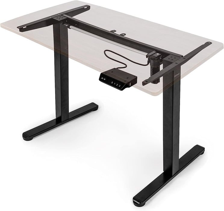 Duronic TM51 BK Stelaż biurko elektryczne z regulacją wysokości i manualną zmianą szerokości do pracy na stojąco | Kolor: czarny | Pamięć 3 wysokości port USB | praca stojąco-siedząca | rama bez blatu