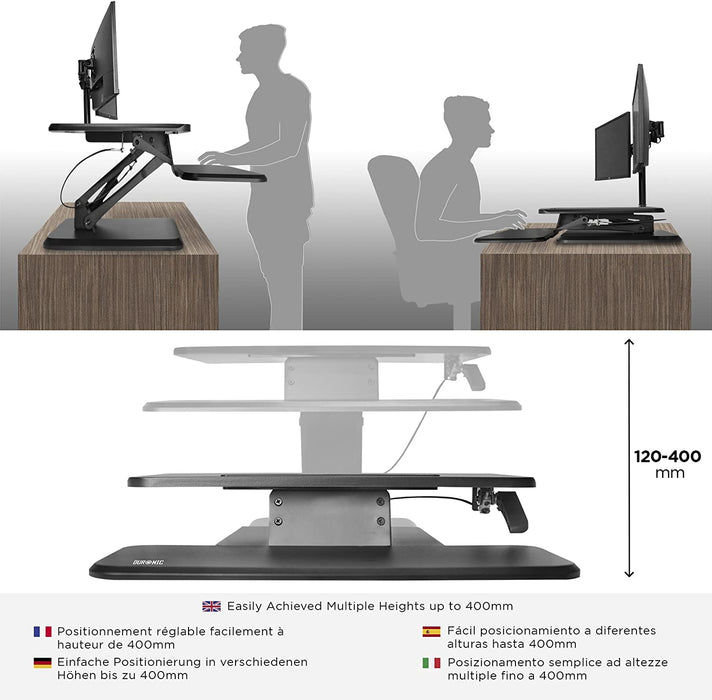 Duronic DM05D12 Podnośnik praca siedząca - stojąca | uchwyt na monitor i klawiaturę |biurko do pracy na stojąco | podnośnik do komputera | stacja robocza | podstawka