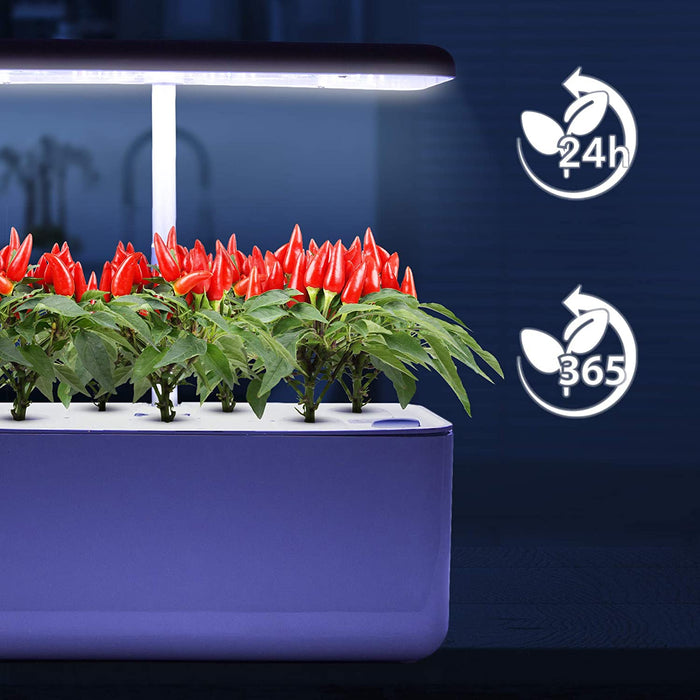 Duronic GHS37 Zestaw do hydroponiki z oświetleniem, 7 roślin, 70 x LED ze spektrum białym niebieskim i czerwonym 3 programy