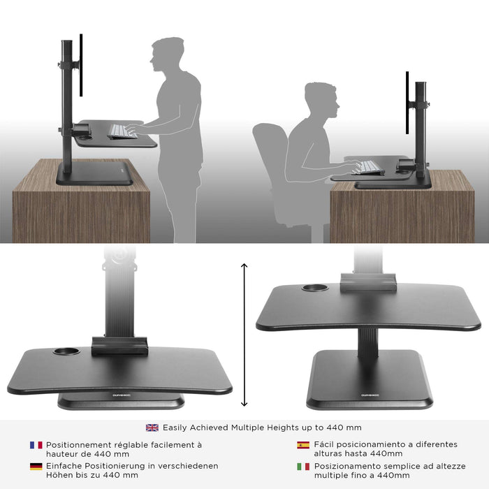 Duronic DM05D14 Podnośnik praca siedząca - stojąca | uchwyt monitora i klawiatury | biurko do pracy na stojąco | stacja robocza