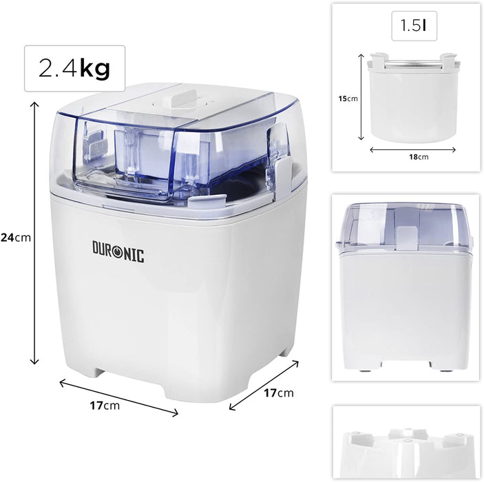 Duronic IM540 Automat do lodów maszyna do lodów | sorbety | wegańskie lody domowe | 1,5 L | bez BPA