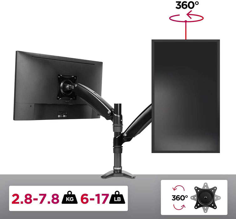 Duronic DM551X2 Uchwyt biurkowy do monitora ekranu VESA 75 lub VESA 100 aluminium maksymalnie 7,8 kg regulacja monitora czarny
