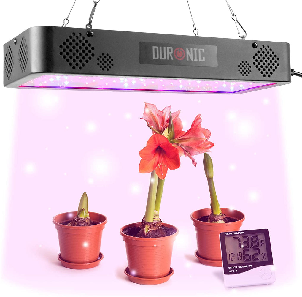 Duronic GLH60 Lampa LED dla roślin panel led podwieszany 600W światło czerwone i niebieskie regulacja wysokości cyfrowy higrometr