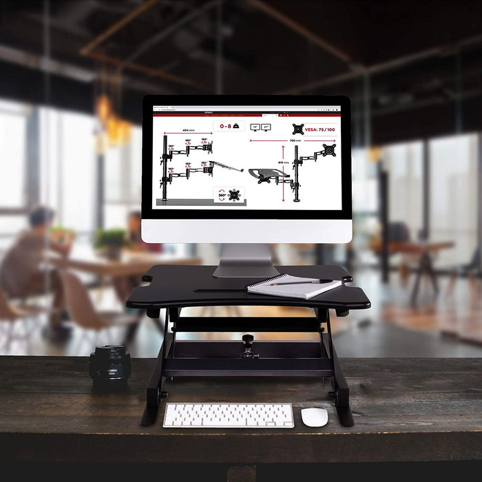 Duronic DM05D18 Nakładka biurko stojąco - siedzące | uchwyt na monitor i klawiaturę | biurko do pracy na stojąco | podnośnik do komputera | stacja robocza | podstawka