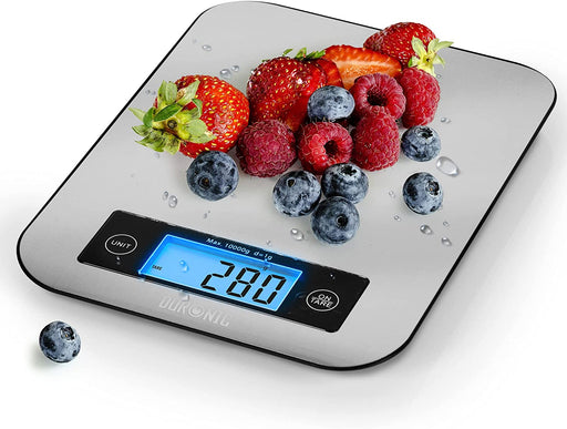 Duronic KS1007 Elektroniczna waga kuchenna płaska | 5 kg | srebrno - czarna | cyfrowy wyświetlacz | 1,7cm