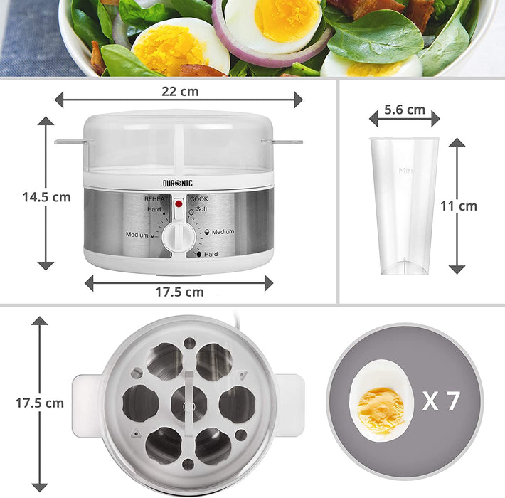 Duronic EB35 Jajowar parowar szybkowar do 7 jajek | jajka na miękko | jajka na twardo | stal nierdzewna | wyłącznik automatyczny